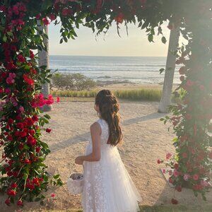 Princess Daliana Jessie Beaded Floral Tulle Flower Girl Dress, Sz 8 Kids